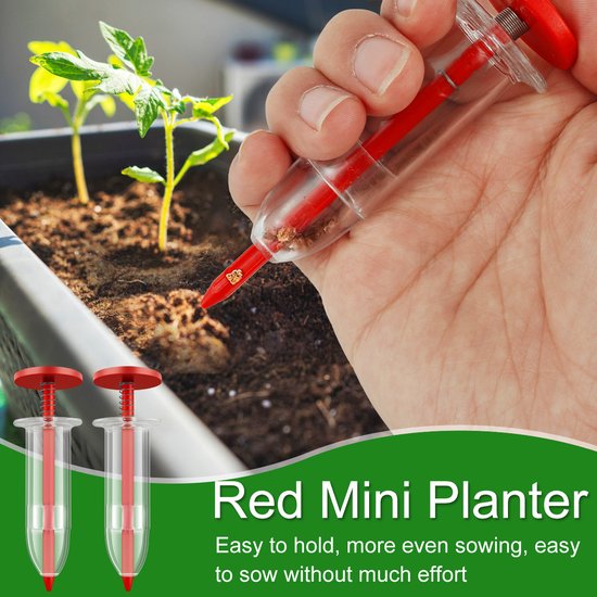 Universele 6-delige mini-zaaddispenser, mini-zaaizaaddispenser, klein zaadplantgereedschap, handmatige zaailing, handbediende zaadzaaidispenser voor kleine zaden, wit, groen, rood van Sugelary — afbeelding 2
