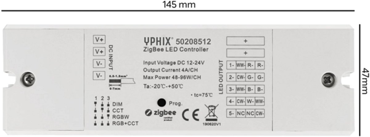 Yphix Zigbee LED dimmer 12-24V voor alle LED strips (50208512)