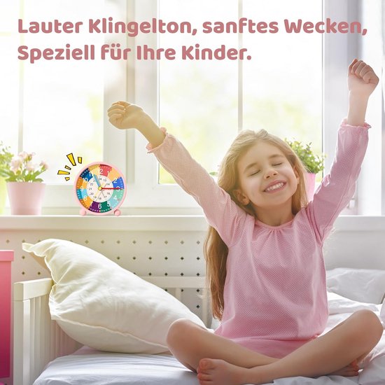 Kinderwekker Analoog Stille Tijd Leren Met Nachtlampje Jongens Meisjes — afbeelding 2