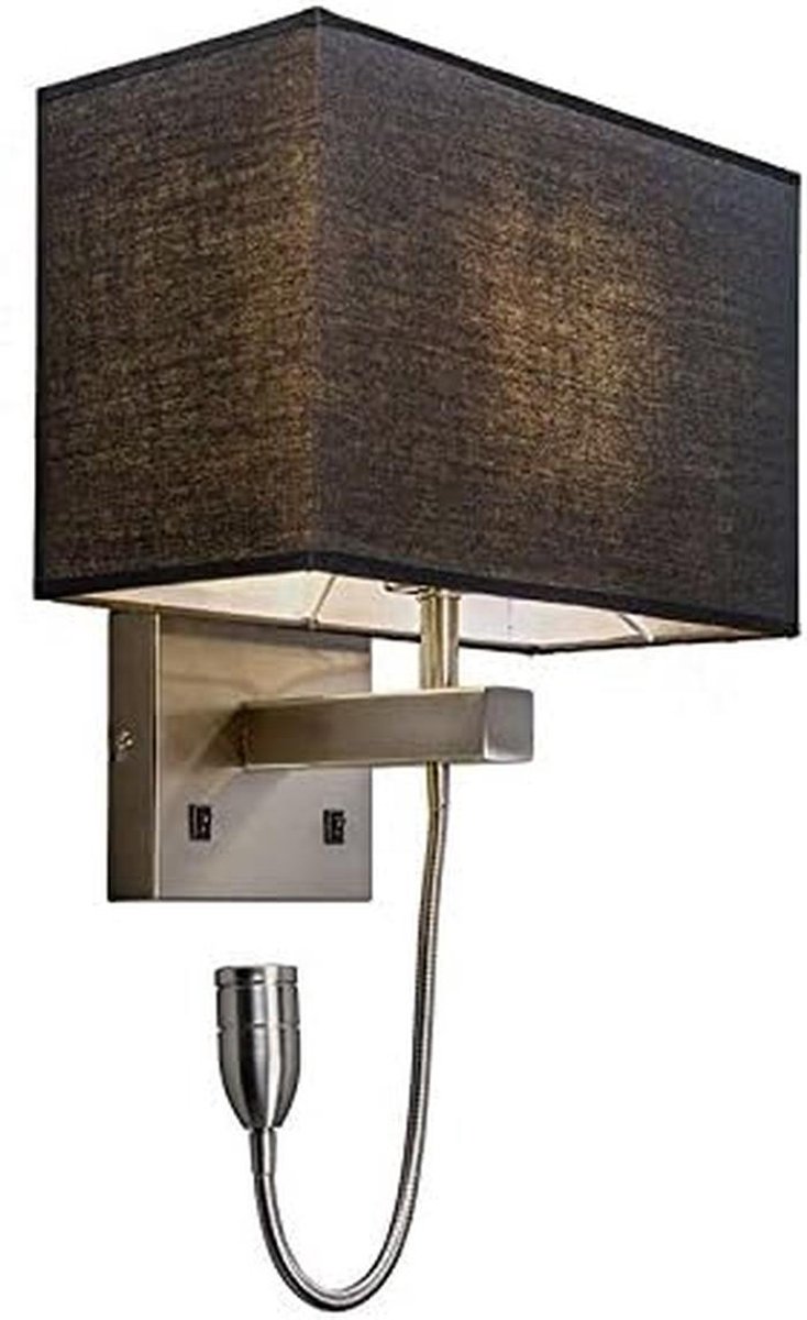 Moderne Wandlamp met Leesarm Staal Zwart E27 Fitting