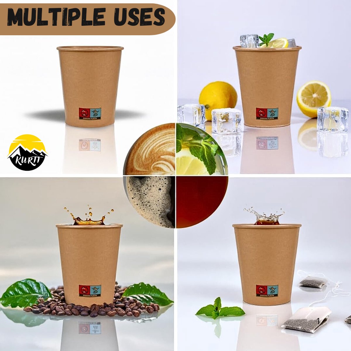 KURTT 1000x koffiebekers to go (extra stevig) dubbele wand, koffiebeker karton - 8oz/200ml Bruin -Drinkbeker - Koffiebeker - Kartonnen Beker - Wegwerpbeker - Papieren Beker — cadeau in Cadeau-ideeën - foto 4