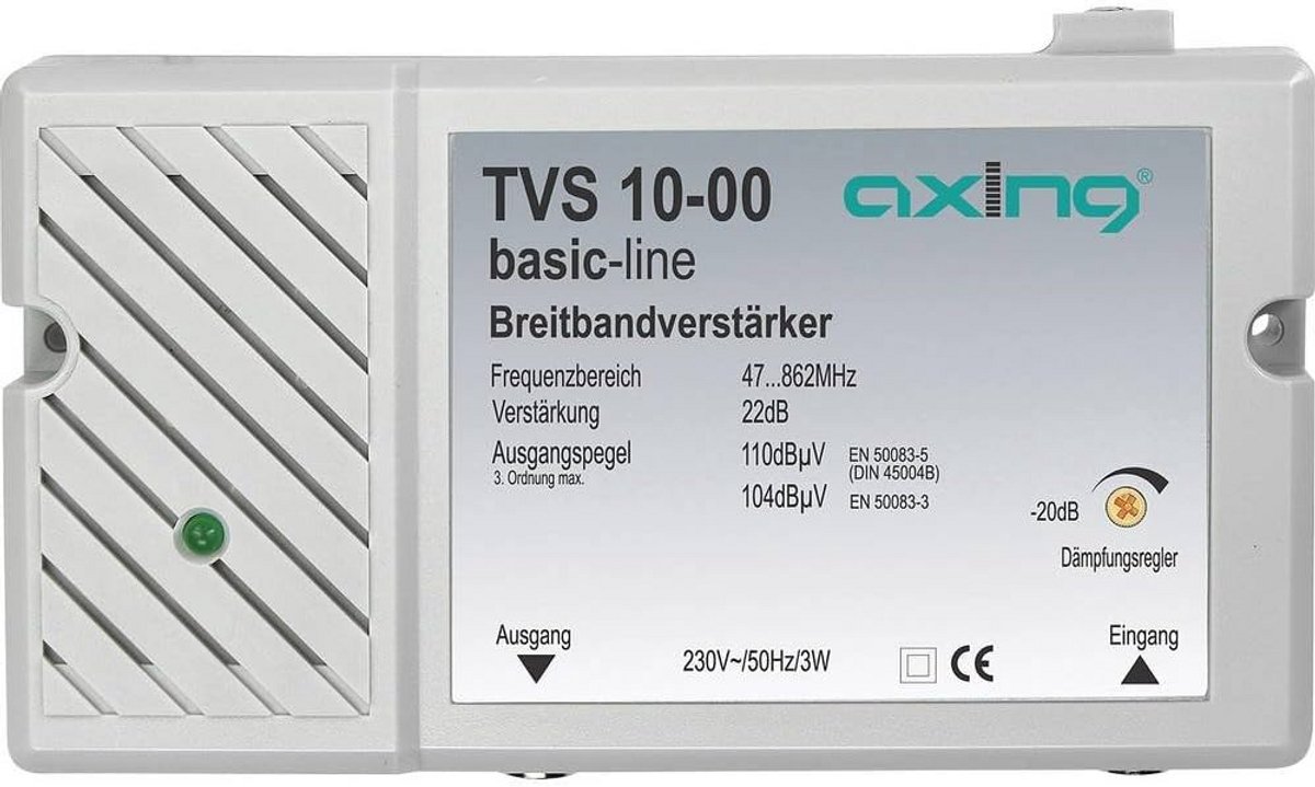 Universele Breedband Versterker voor Digitale TV (DVB-T/T2), Radio (DAB+/FM) en Kabel (DVB-C)