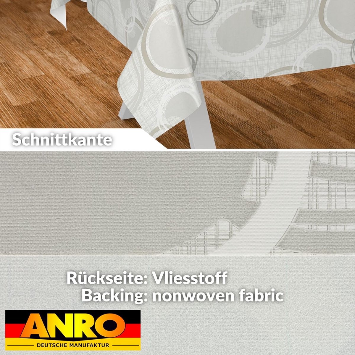 Afwasbaar Tafelzeil Oliedoek - Cirkels & Geometisch Wit/Zilver - Beschermhoes Tafel