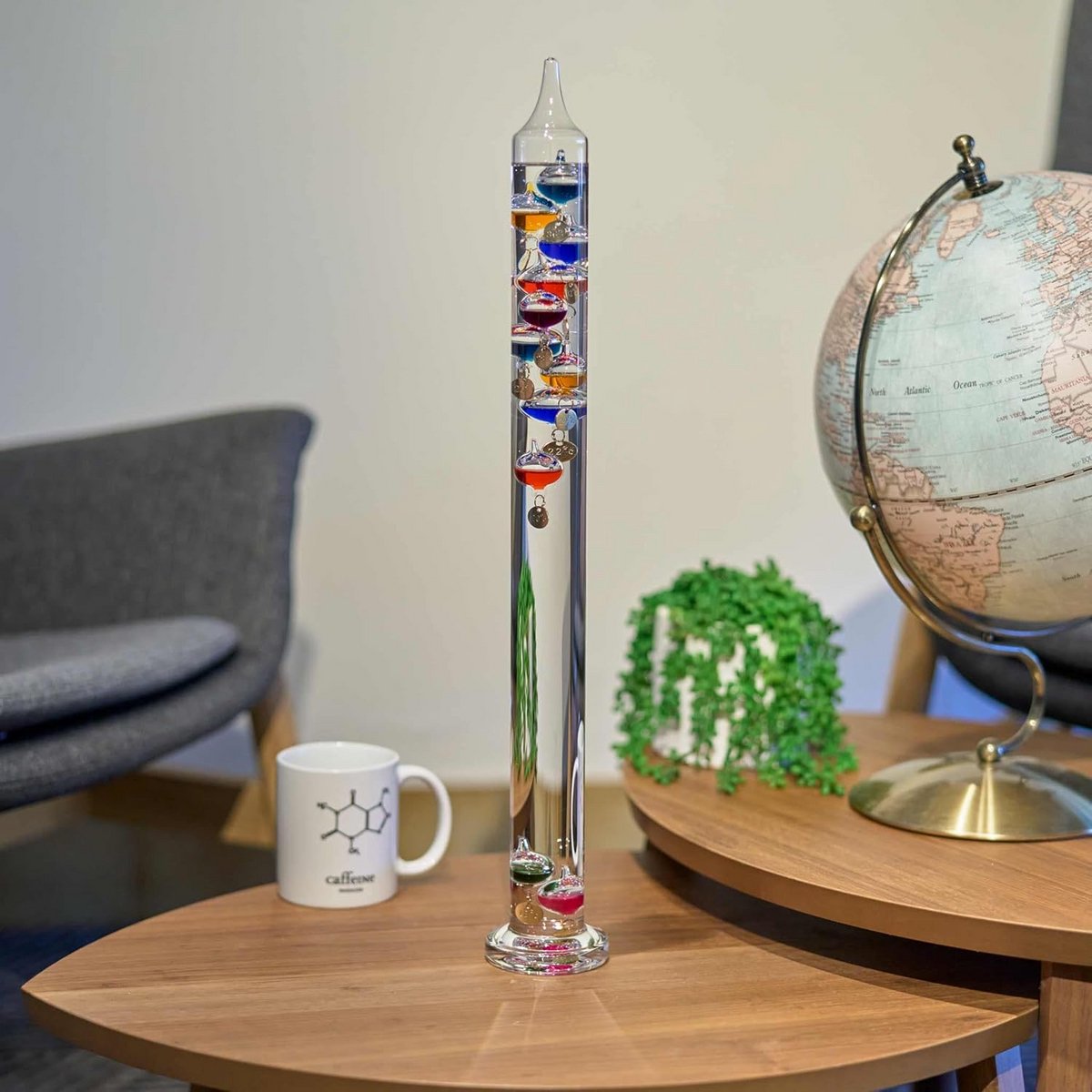 Galileo Thermometer 56 cm met Kleurrijke Drijvende Ballen - Temperatuurmeter 16°C tot 36°C