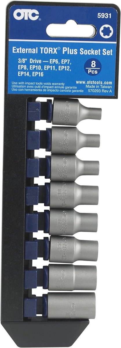 8-delige Externe Torx Plus Dopsleutel Set - 3/8" Aandrijving