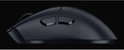 Zijprofiel van een zwarte Razer DeathAdder V3 hyperspeed gaming muis met twee programmeerbare knoppen.