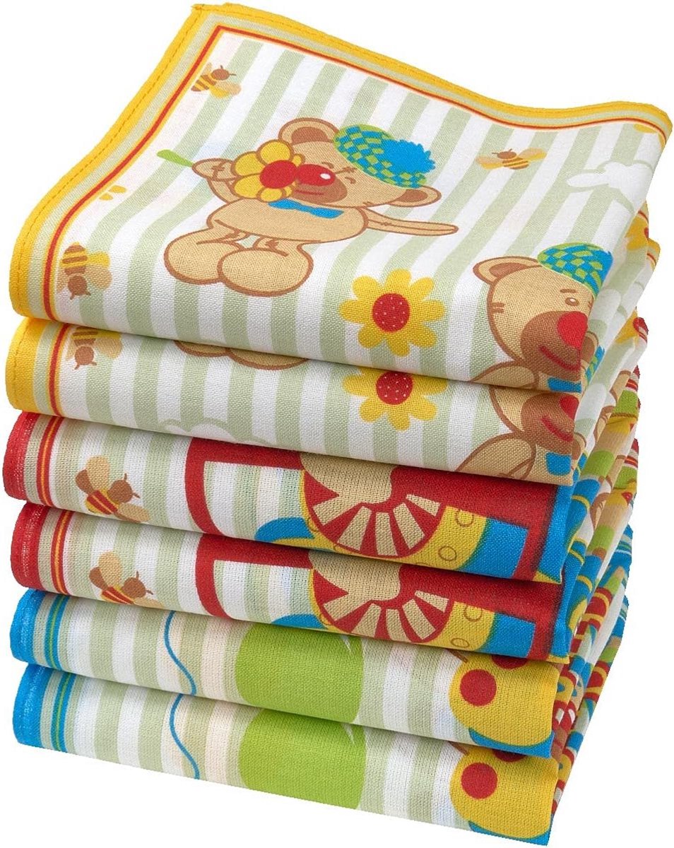 Zachte katoenen zakdoekjes voor kinderen, 100% katoen, 10,5 inch vierkant, 6 stuks per set