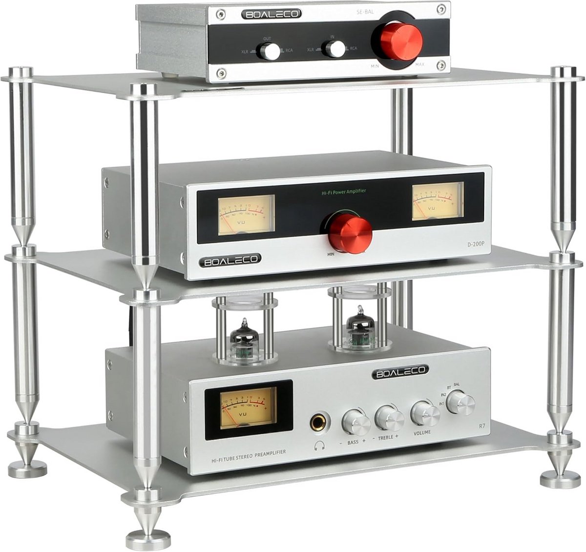 Hifi Rack voor Audio Componenten - Stevig Aluminium Frame en Zuilen