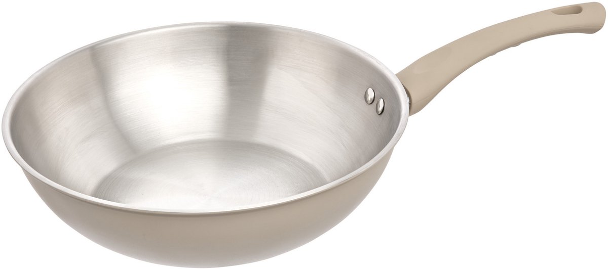 5Five wokpan Paris - D28 cm - RVS - aluminium - beige/zilver - pannen - alle warmtebronnen