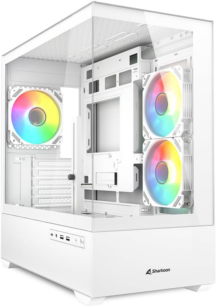 Micro-ATX PC Behuizing Wit met Gehard Glas en RGB Ventilator Verlichting