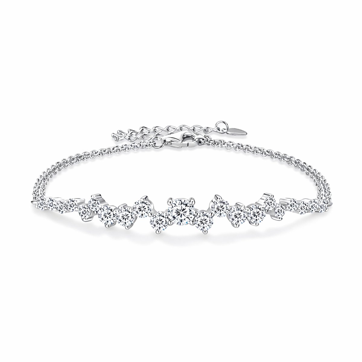 Lumici® Exclusive | 19 Reasons Why – Luxury Moissanite Armband – 2.82CT – 5MM Center Stone – GRA Gecertificeerd – VVS1 D Kleur – Witgoud Gerhodineerd S925 – Statement Piece – Voor Haar – Moederdag – Valentijn – Luxe Cadeau – Goud & Witgoud