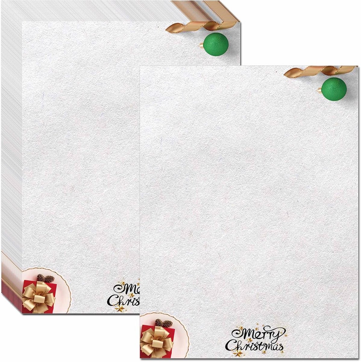 Kerst Briefpapier Set - 48 Vellen Dik Printerpapier met Feestelijke Aquarel Dessins voor Kerstkaarten en Uitnodigingen