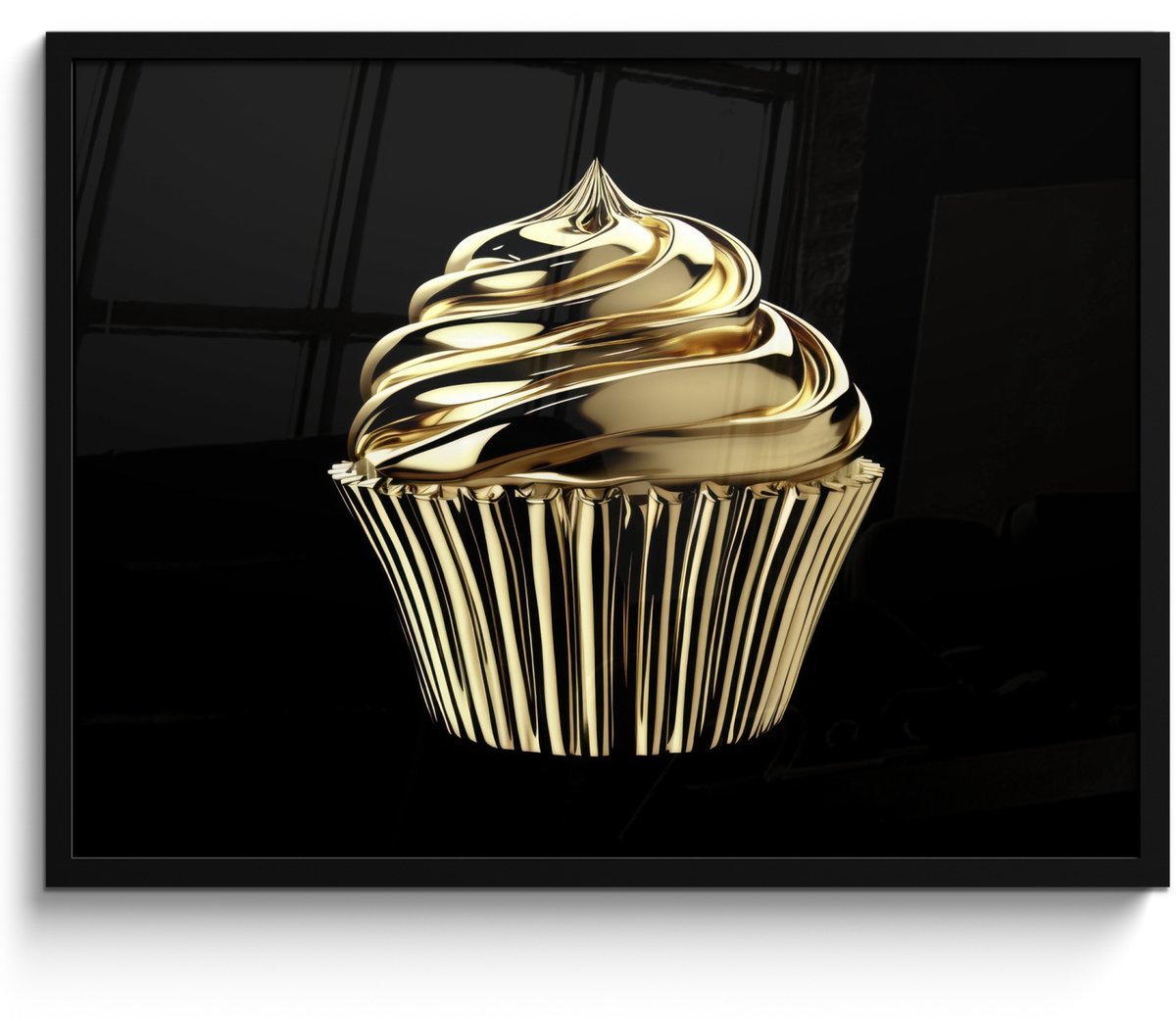 FrameYourWall Fotolijst inclusief poster - Posterlijst 70x50 cm - Posters - Cupcake - Eten - Goud - Zwart - Foto in lijst - Keuken decoratie muur - Wanddecoratie accessoires - Muurdecoratie - Schilderijen