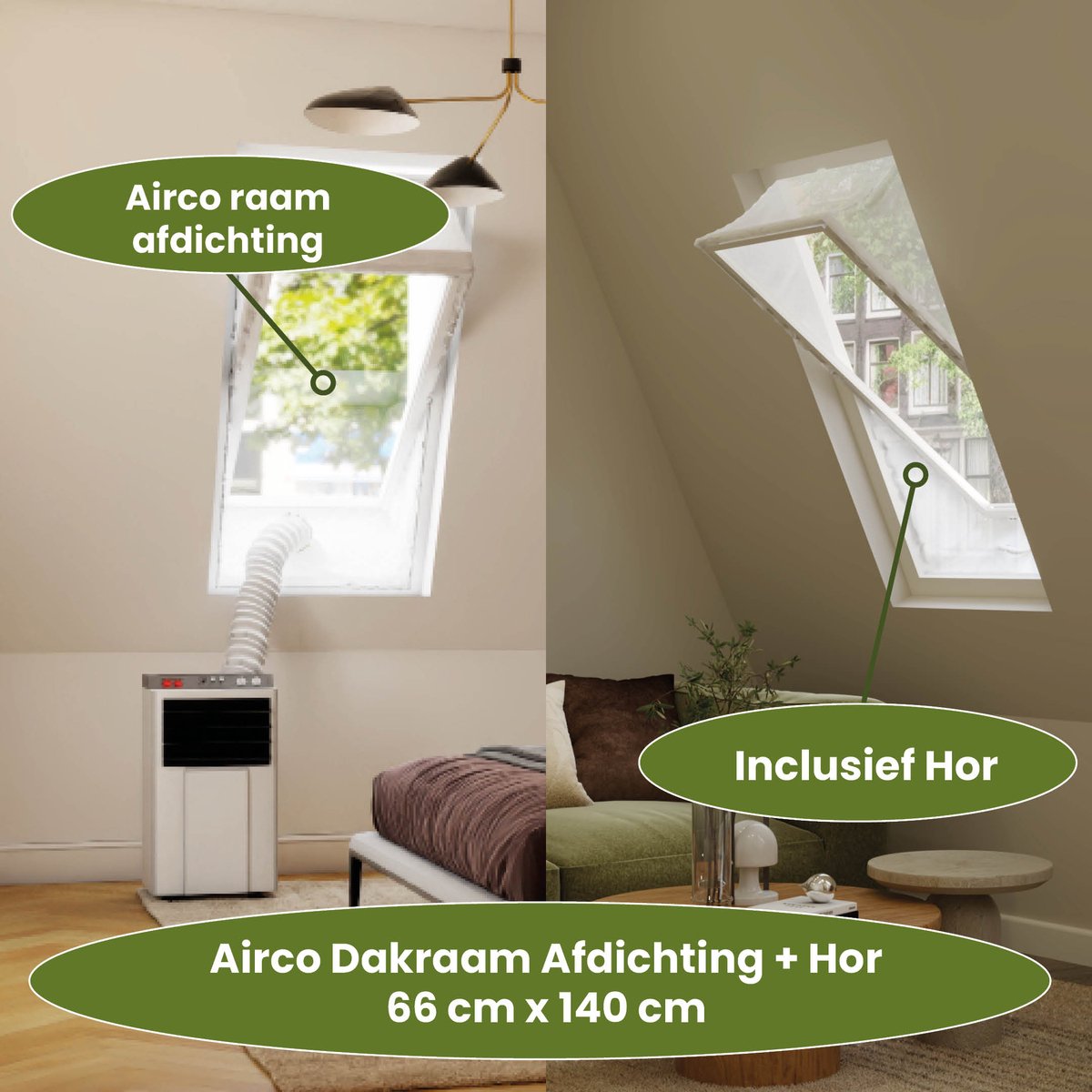 Airco Dakraam Afdichting met Hor – 66 x 140 cm – Geschikt voor Inbouw Velux: FK08 (GGL f08) - Airco Slang Afsluiten – Airco Raamafdichting Oplossing – Dakraam Afdichting Raamafdichtingskit
