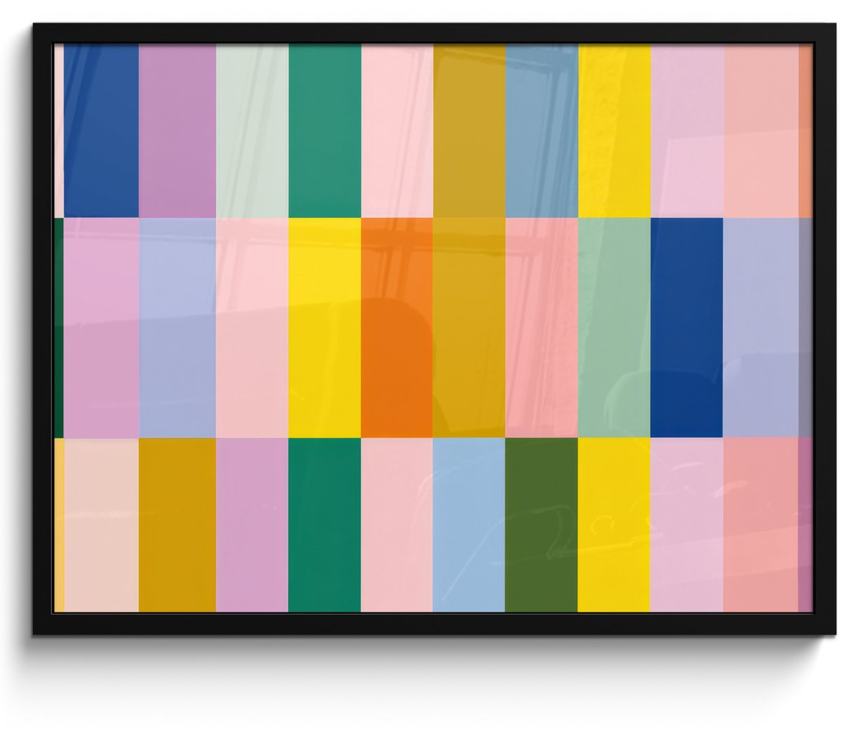 FrameYourWall Poster in lijst - Fotolijst 70x50 cm - Posters - Stroken - Blauw - Patroon - Abstract - Posterlijst zwart - Decoratie - Wanddecoratie woonkamer - Muurdecoratie slaapkamer