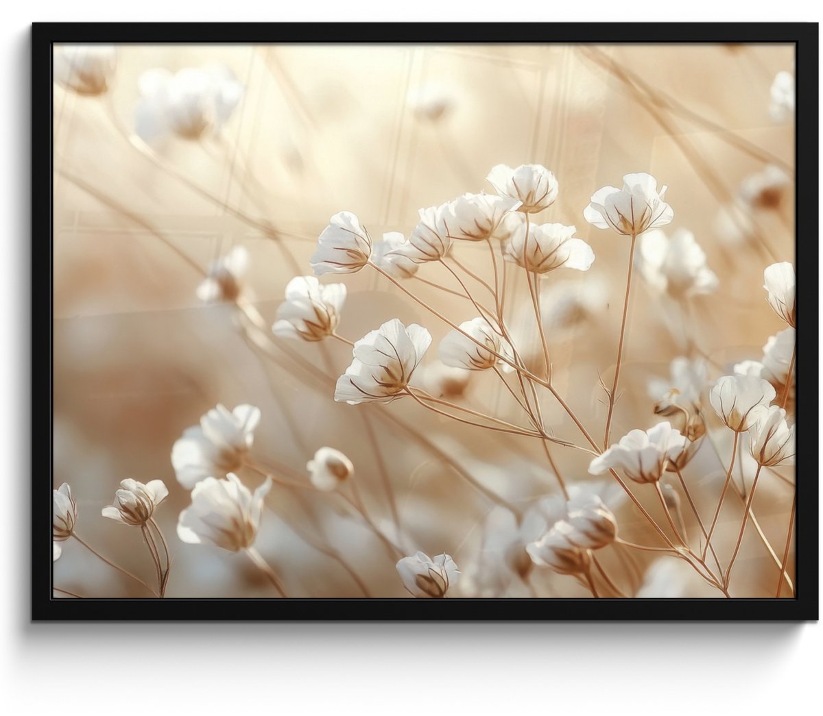 FrameYourWall Poster in lijst - Fotolijst 70x50 cm - Posters - Wilde - Bloemen - Wit - Posterlijst zwart - Decoratie - Wanddecoratie woonkamer - Muurdecoratie slaapkamer