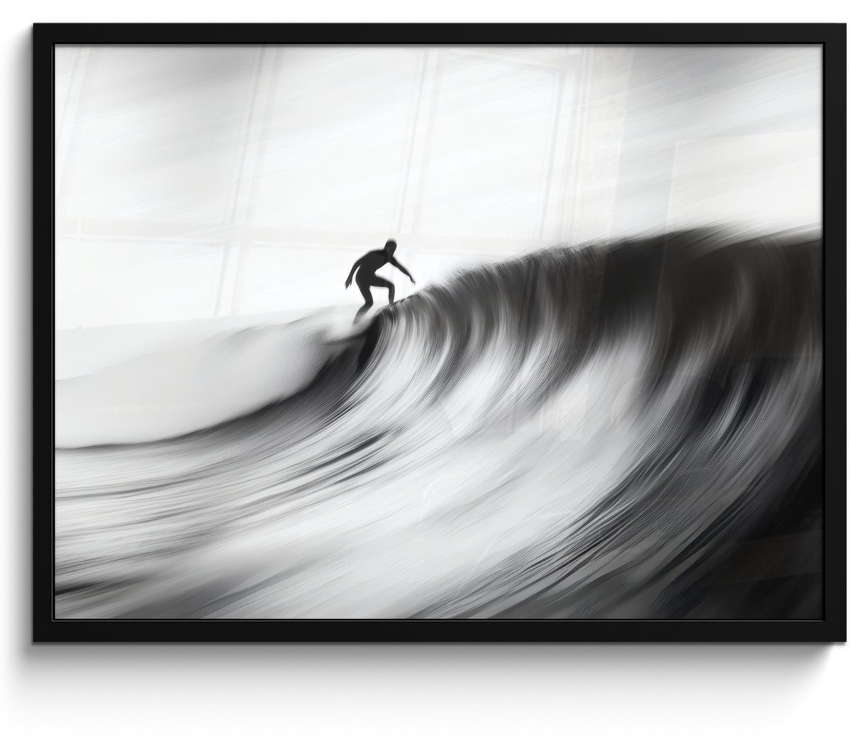 FrameYourWall Poster in lijst - Fotolijst 70x50 cm - Posters - Surfer - Golf - Vervaagd - Zwart - Posterlijst zwart - Decoratie - Wanddecoratie woonkamer - Muurdecoratie slaapkamer