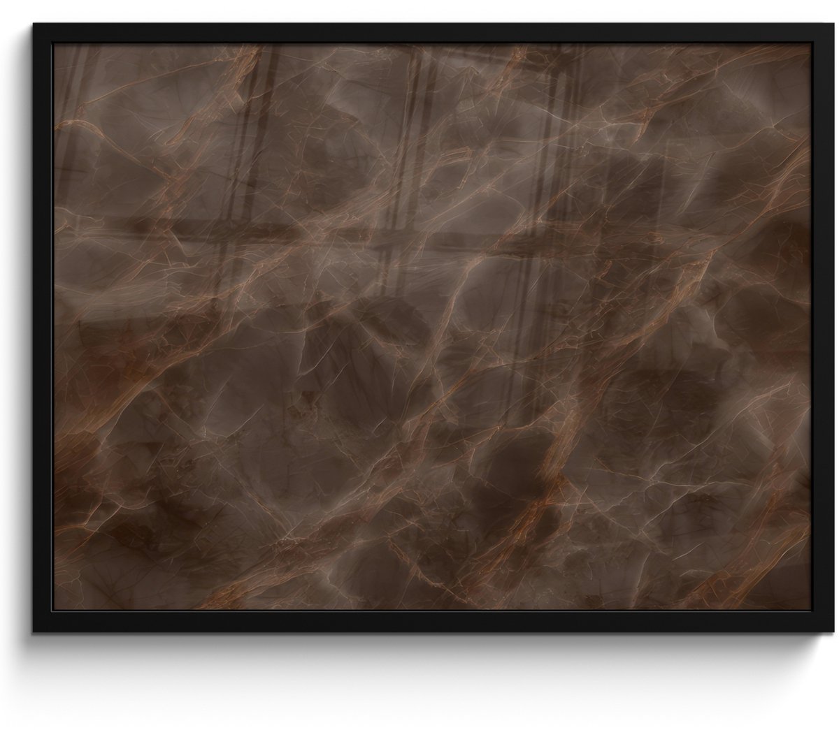 FrameYourWall Poster in lijst - Fotolijst 70x50 cm - Posters - Bruin marmer - Organisch - Natuursteen - Posterlijst zwart - Decoratie - Wanddecoratie woonkamer - Muurdecoratie slaapkamer