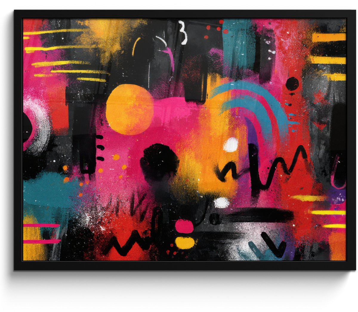 FrameYourWall Poster in lijst - Fotolijst 70x50 cm - Posters - Kleurvlakken - Vormen - Kleurrijk - Abstract - Posterlijst zwart - Decoratie - Wanddecoratie woonkamer - Muurdecoratie slaapkamer Kleurvlakken - Kleurrijk - Abstract