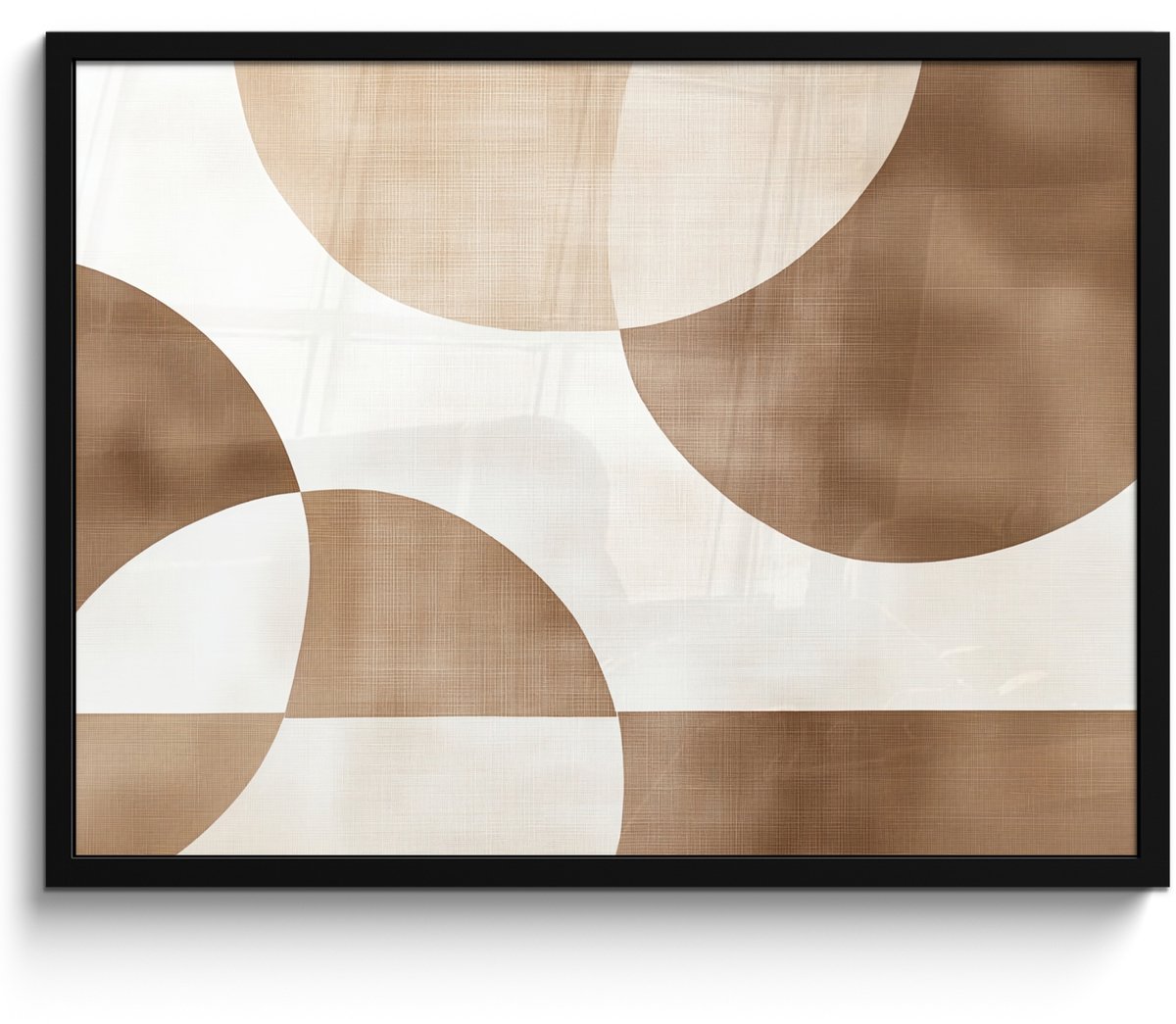 FrameYourWall Poster in lijst - Fotolijst 70x50 cm - Posters - Snijdende cirkels - Overlappende vlakken - Posterlijst zwart - Decoratie - Wanddecoratie woonkamer - Muurdecoratie slaapkamer