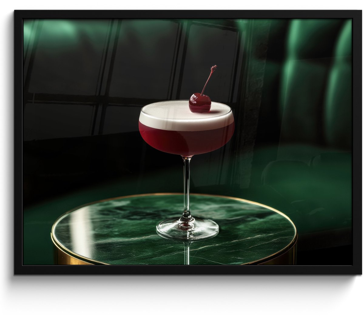 FrameYourWall Fotolijst inclusief poster - Posterlijst 70x50 cm - Posters - Kers - Cocktail - Rood - Marmer - Foto in lijst - Keuken decoratie muur - Wanddecoratie accessoires - Muurdecoratie - Schilderijen