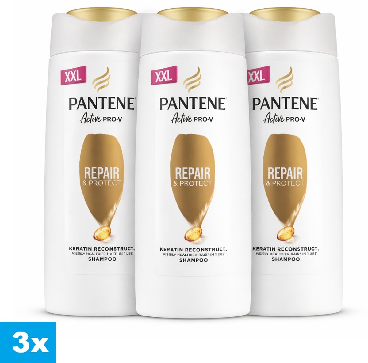 Pantene Pro-V Repair & Protect Shampoo XXL 3 x 700 ml – 3 Stuks – Keratine – Voor Beschadigd Haar