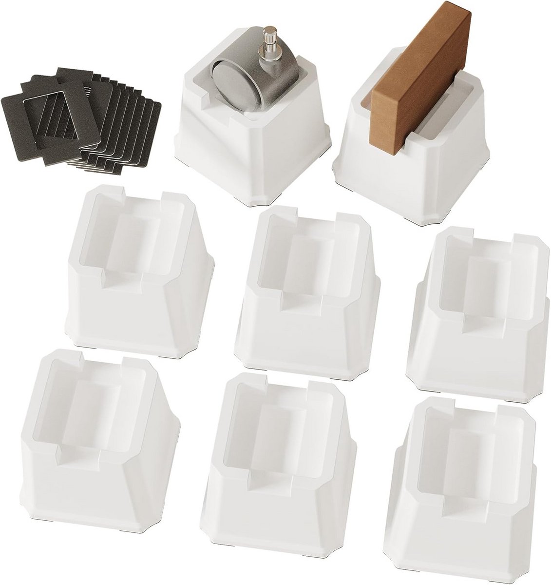 Set van 8 Bedverhogers 8 cm voor Zware Meubels en Wielen