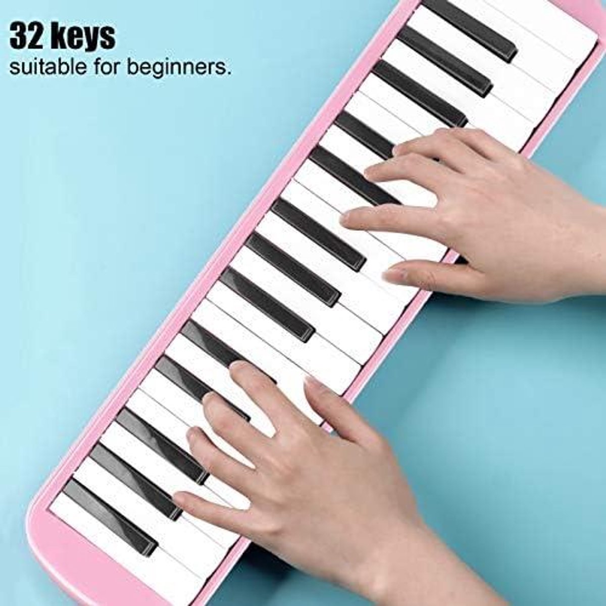 32-Toets Melodica met Tas voor Beginners - Blaasinstrument in Roze Kleur