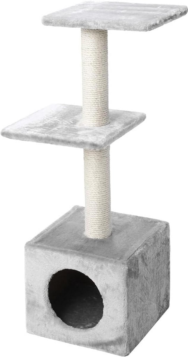 Kattenkrabpaal Classic Eco Palazzo met 3 Niveaus en Ligholte, Circa 90 cm Hoog