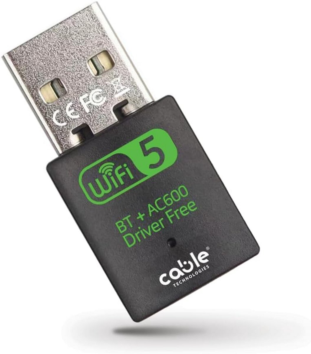 Wifi USB Adapter Dual Band 600Mbps met Bluetooth 5.0 voor PC en Laptop