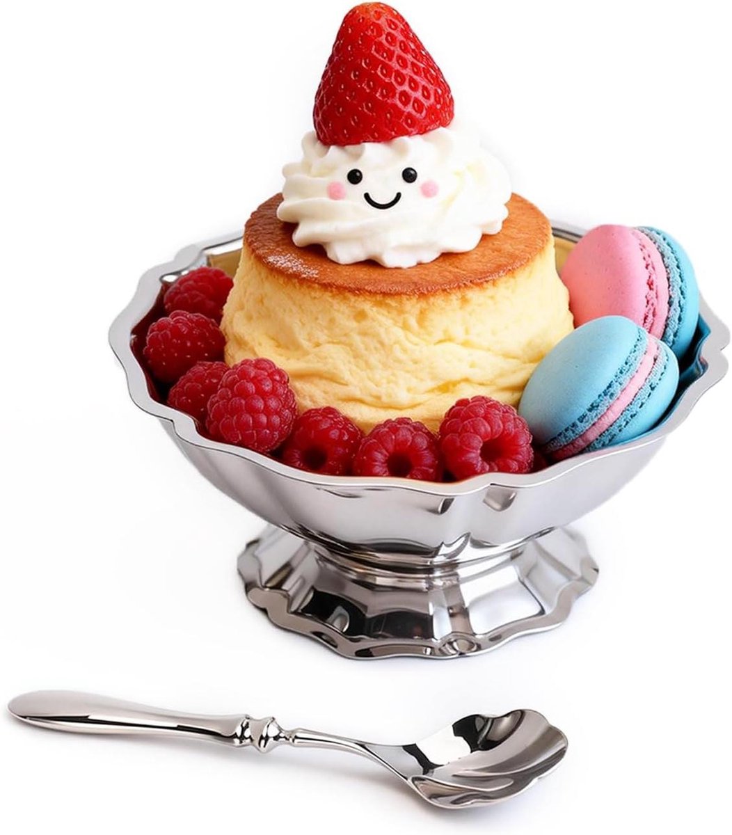 RVS dessertkom met steel voor fruit en sorbet, ideaal voor feest en bruiloft