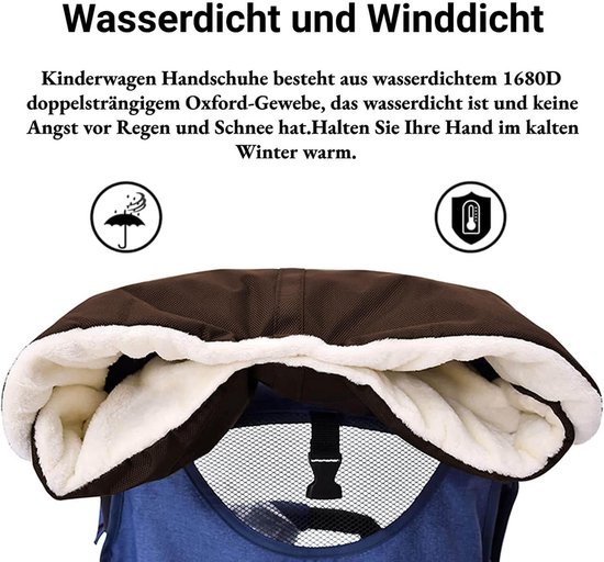 Universele Kinderwagen Handwarmer met Warme Fleece Voering voor Elk Weer van Universele — afbeelding 3