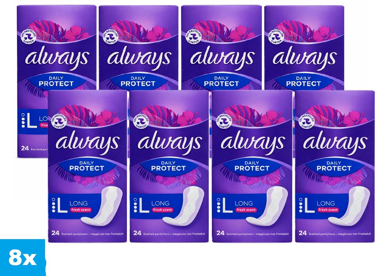 Always Daily Protect Long Pantyliners – Fresh Scent – 8 Verpakkingen – 192 Stuks