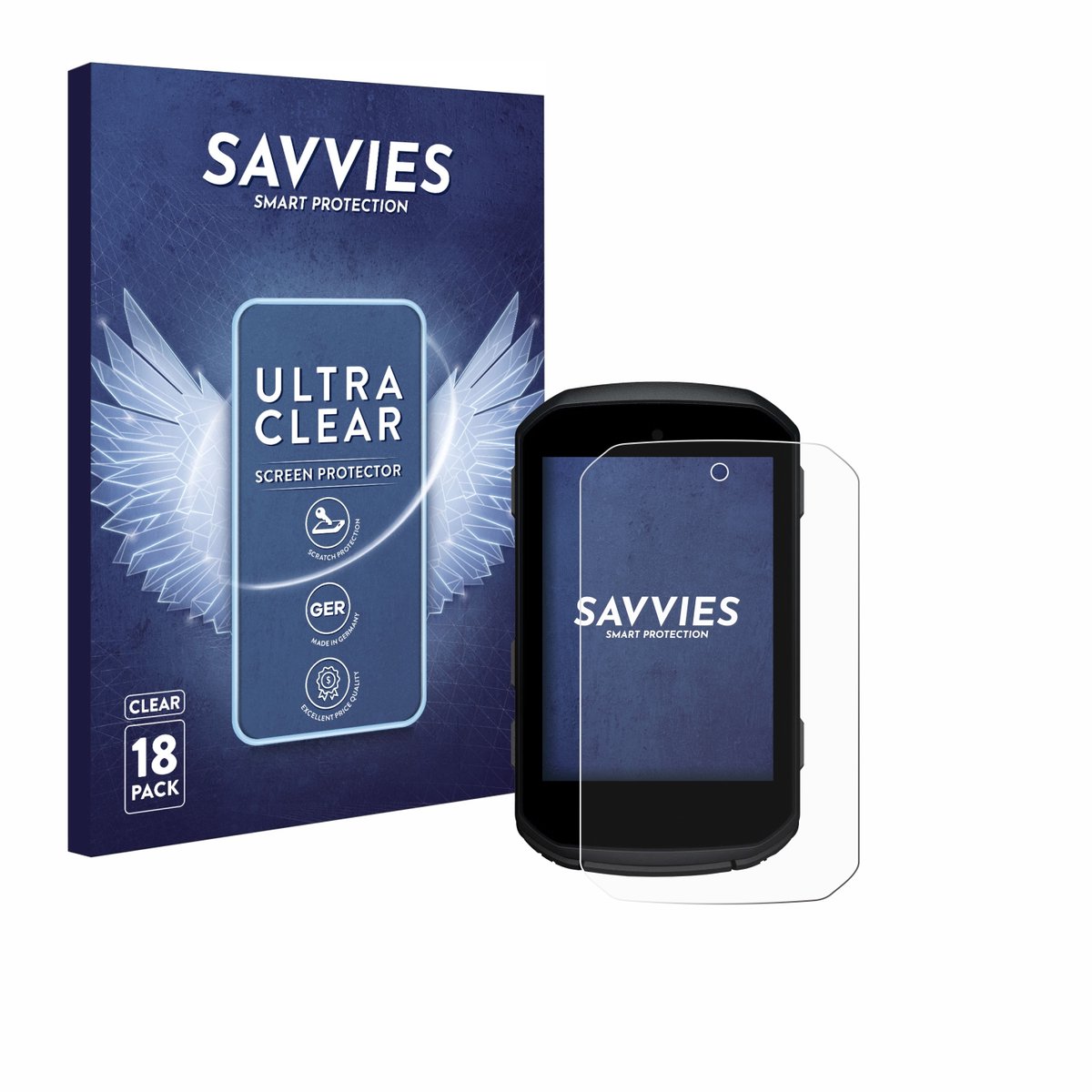 Savvies - Screenprotector voor Garmin Edge 550 - Folie Beschermfolie transparant 18 Stuks