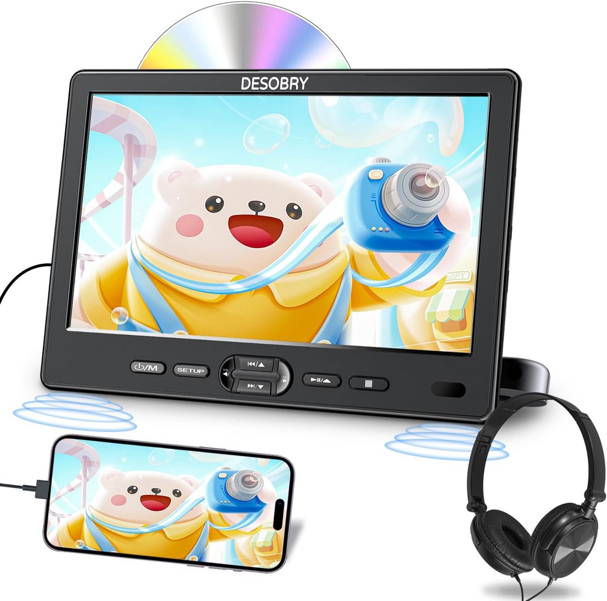 10.5 inch Hoofdsteun DVD Speler voor Auto met Koptelefoons en HDMI Ingang