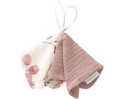Cottonbaby Set van 2 Cottonsoft Speendoekjes – Blossom en uni oudroze – Zacht, Wasbaar & Duurzaam – Geschikt voor Speen – 20x20 cm