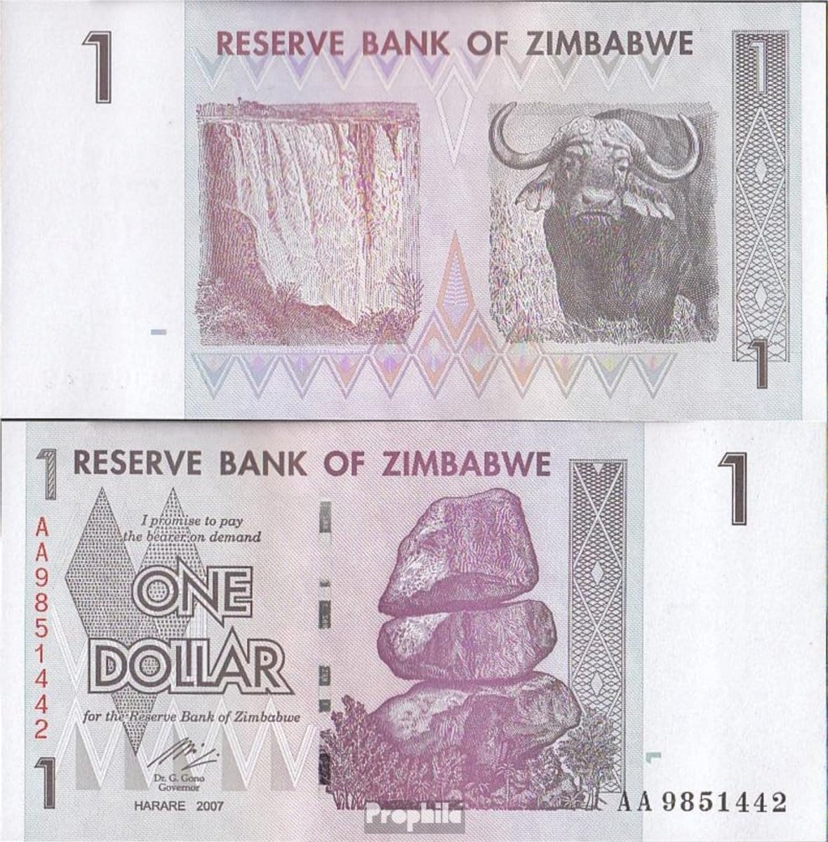 Zimbabwaanse Dollar Bankbiljetten van 1 Unit - Oncirculeerde Verzamelaarsmunten