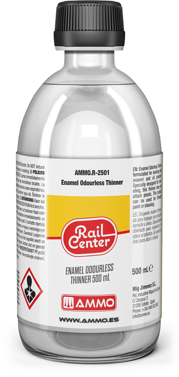AMMO by Mig Jimenez Hobbyverf Enamel verf - MIG R2501 Rail Center - Geurloze Enamelverdunner - 500ml Verdunner - 500 ml