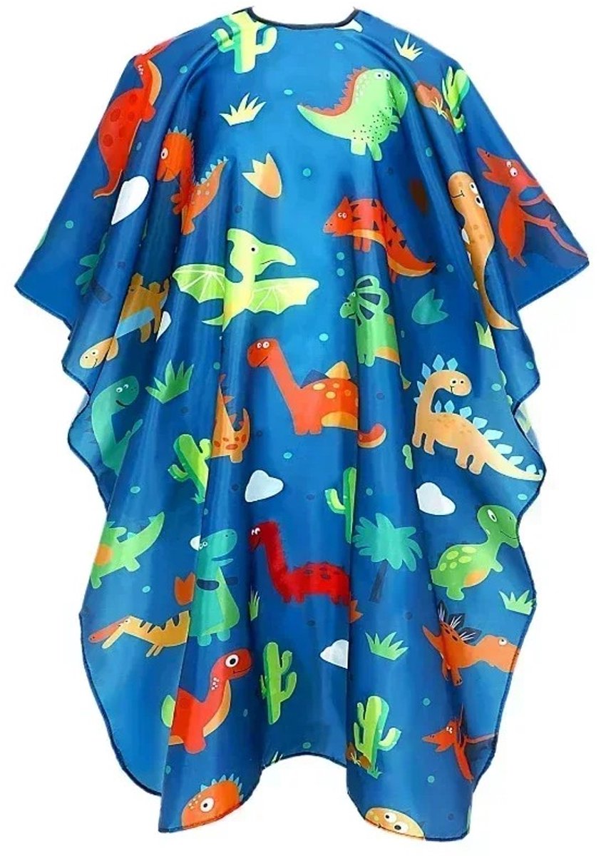 Kapmantel - Kappersmantel - Kappersschort Waterproof - Kinderen - Dino - Blauw