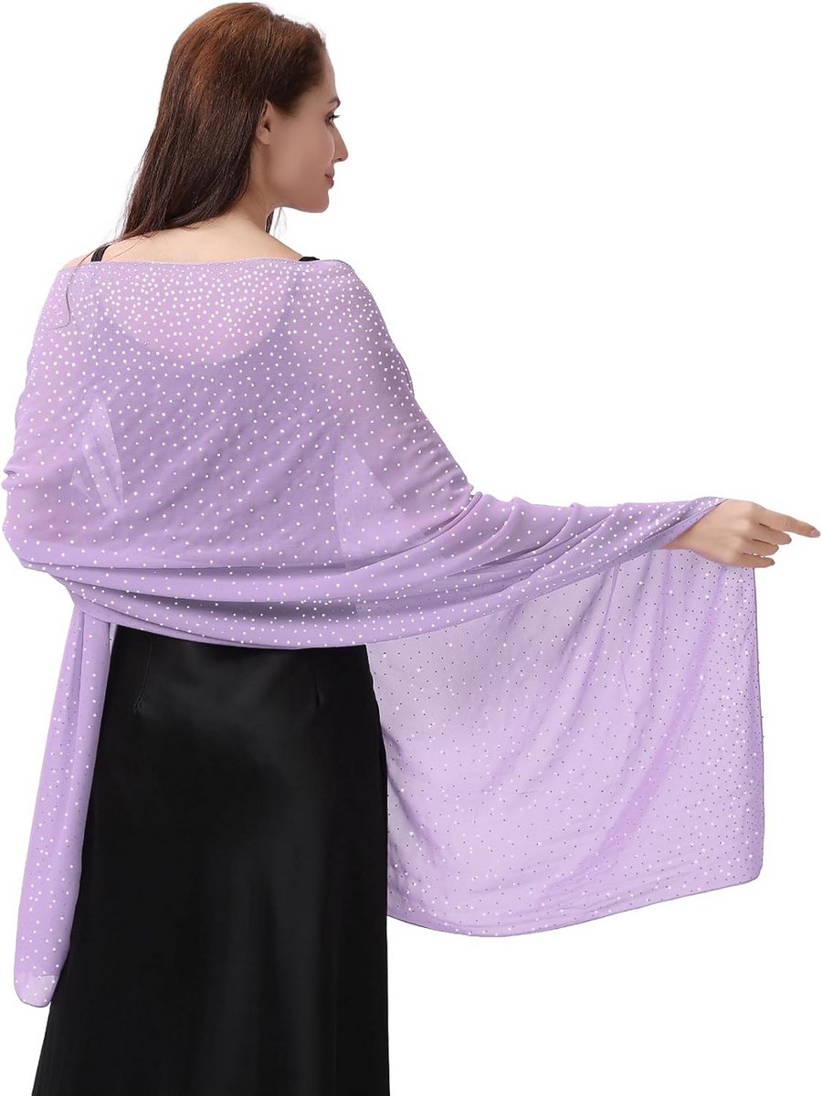 Elegante Chiffon Sjaal met Strass Steentjes voor Avondjurken en Bruiloften