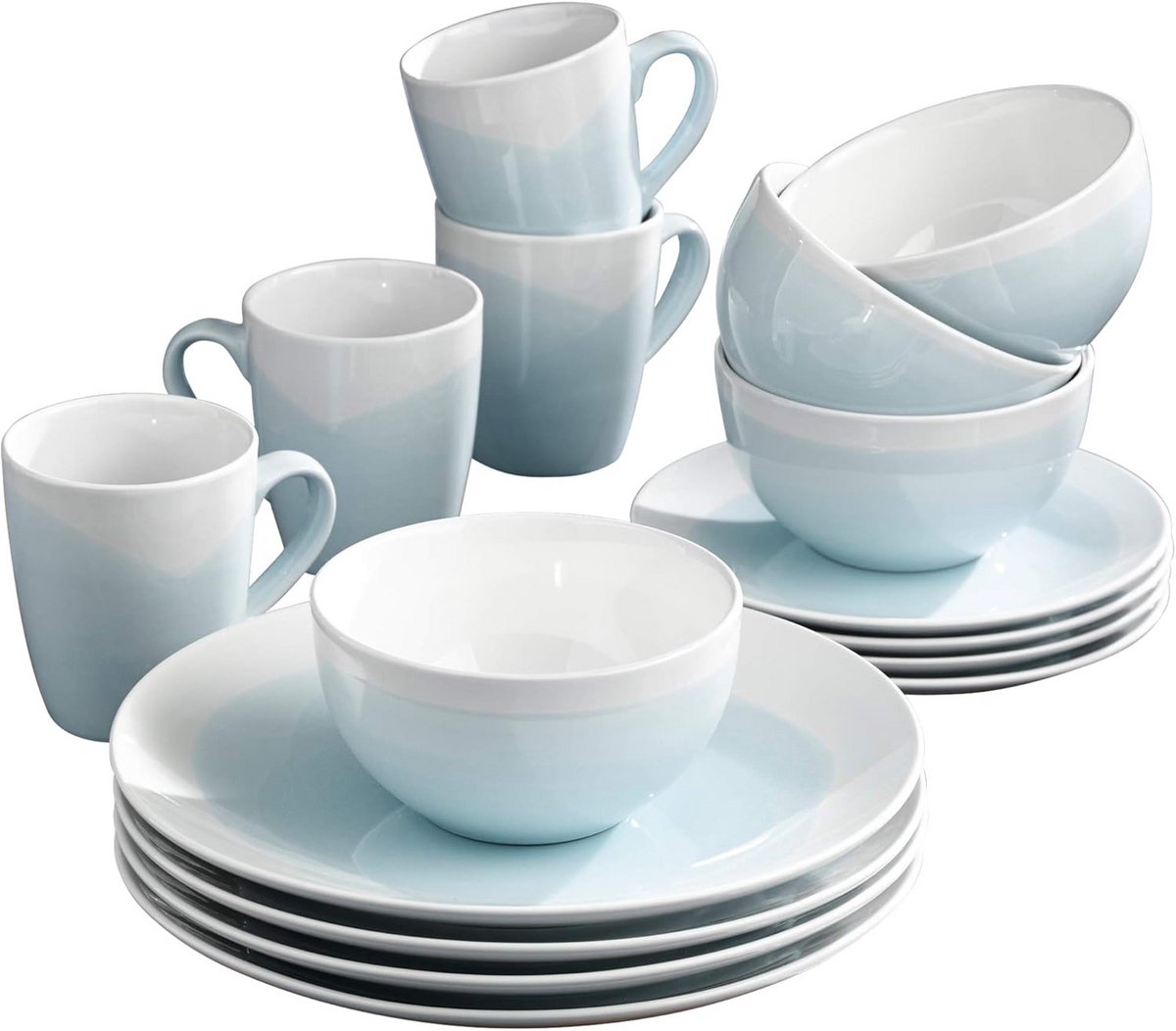 16-delige Servies Set Geglazuurd Tafelgerei in Mint Groen