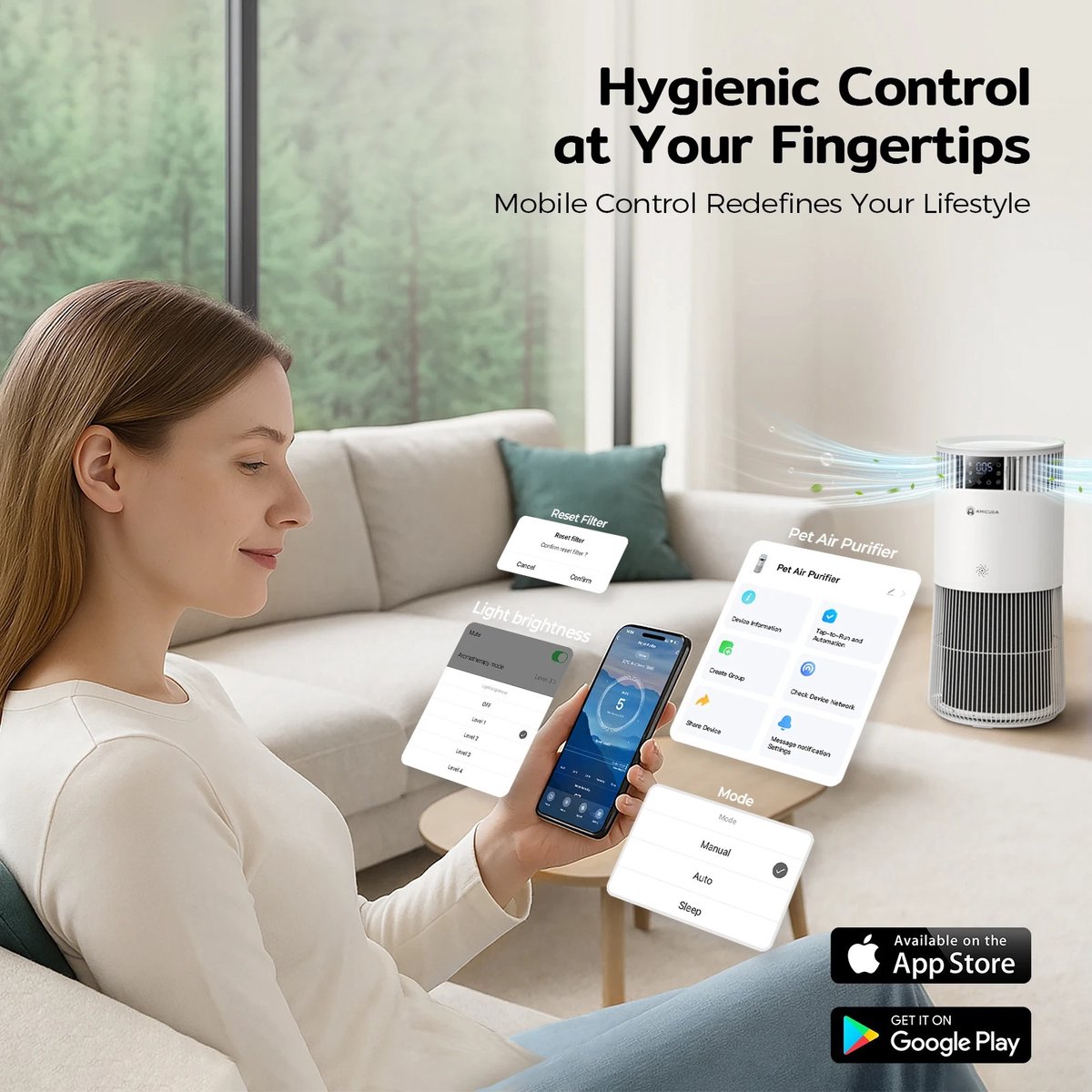 DIMICO - Luchtreinigers tegen huisdierenallergie, haren, allergenen en geuren - Air purifier - HEPA filter - App en slaapmodus — afbeelding 4