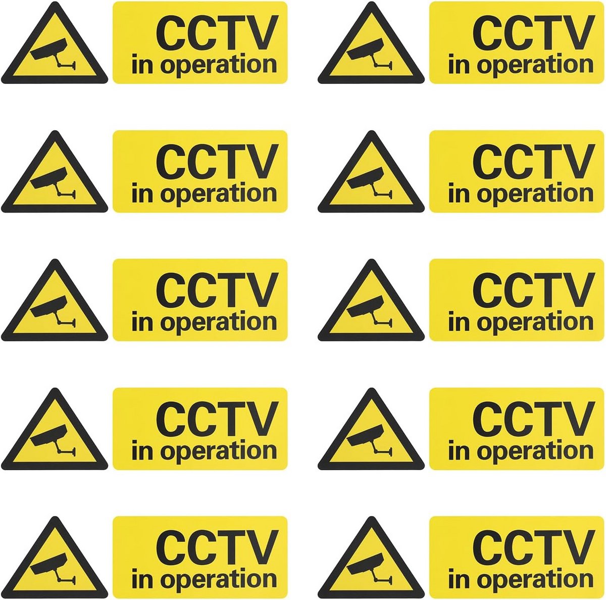 10 Stuks Waarschuwingsstickers Camerabewaking voor Binnen en Buiten