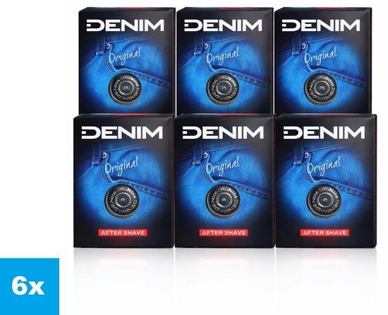 Denim Original After Shave 6x100 ml – 6 Stuks – Klassieke Mannelijke Geur – Voordeelverpakking