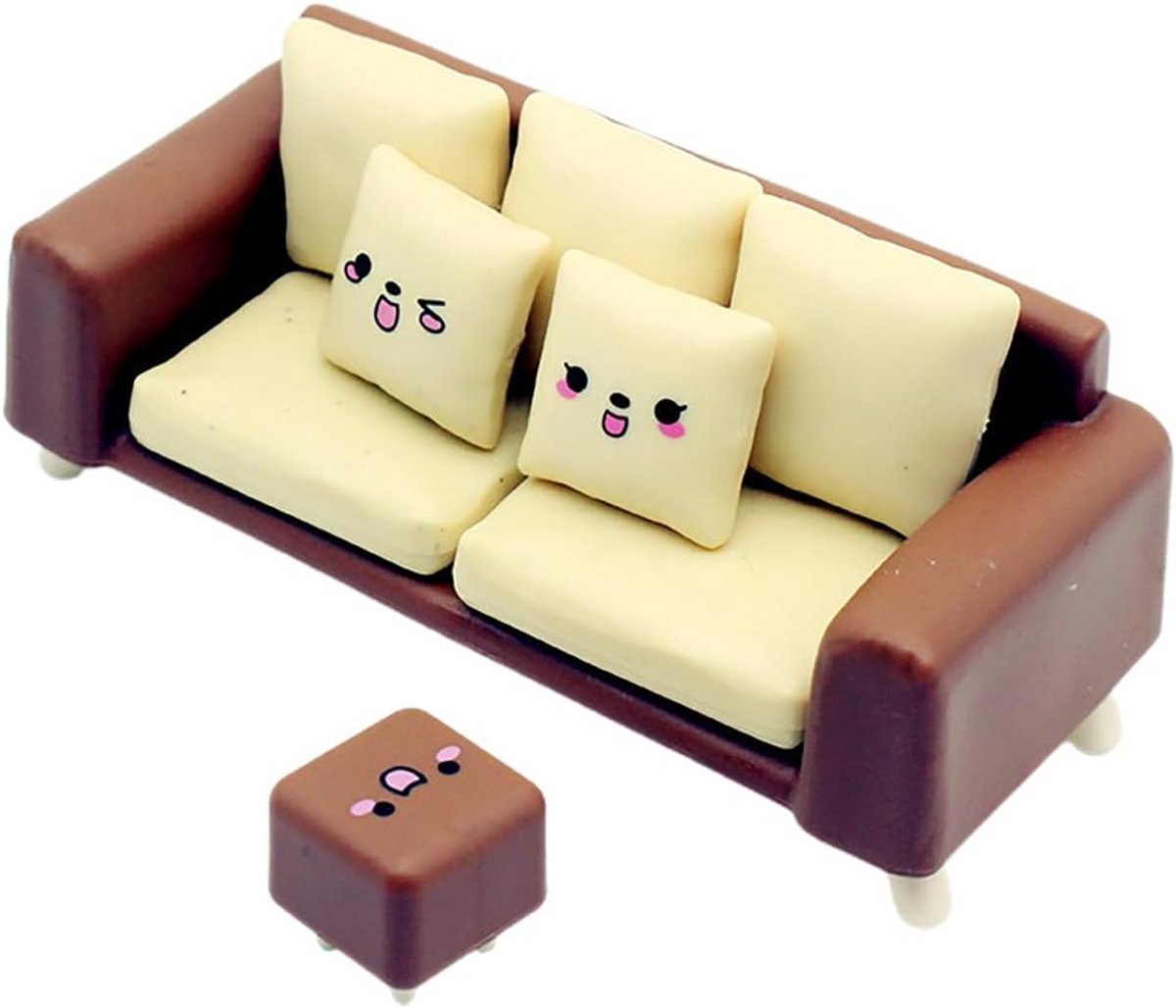 Miniatuur Poppenhuis Sofa en Kruk Set voor Woonkamer Decoratie