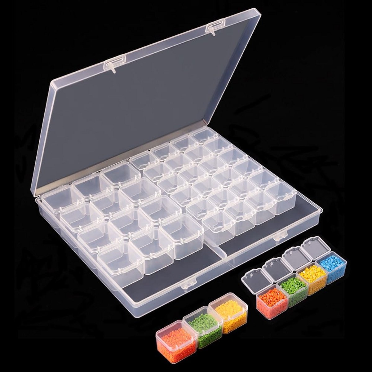Dual-Sized Diamond Art Storage Containers met 28 kleine en 15 middelgrote roosters voor georganiseerd bewaren van kralen en steentjes