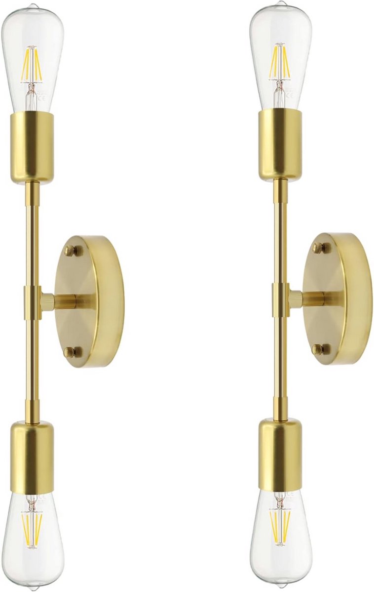 Wandlampen goud 2 stuks | modern metaal design voor binnenverlichting