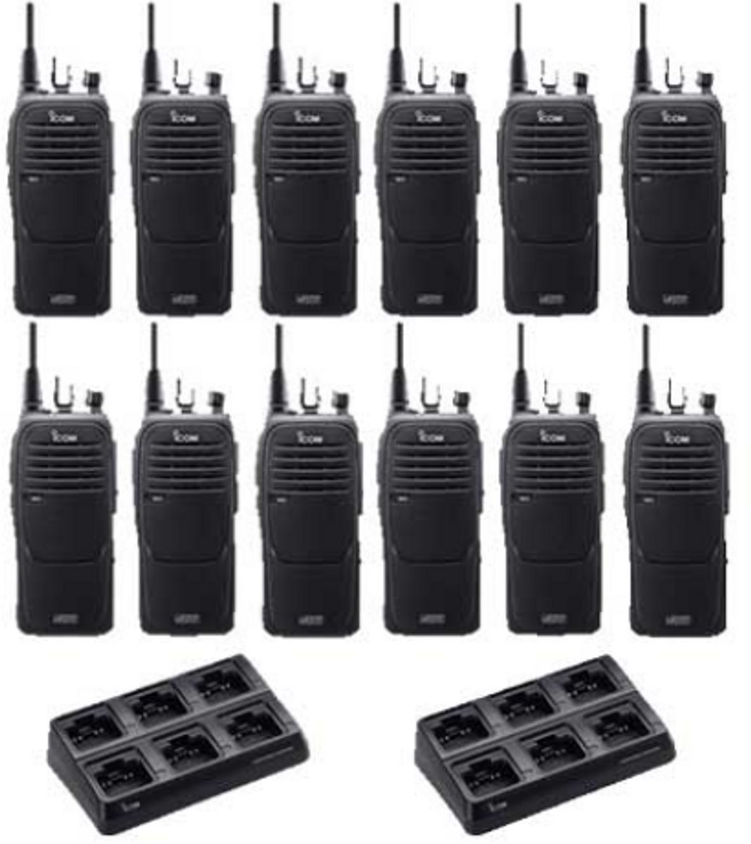 Set van 12 Icom IC-F29DR3 Digitaal DPMR en PMR446 portofoons met 2 multilader