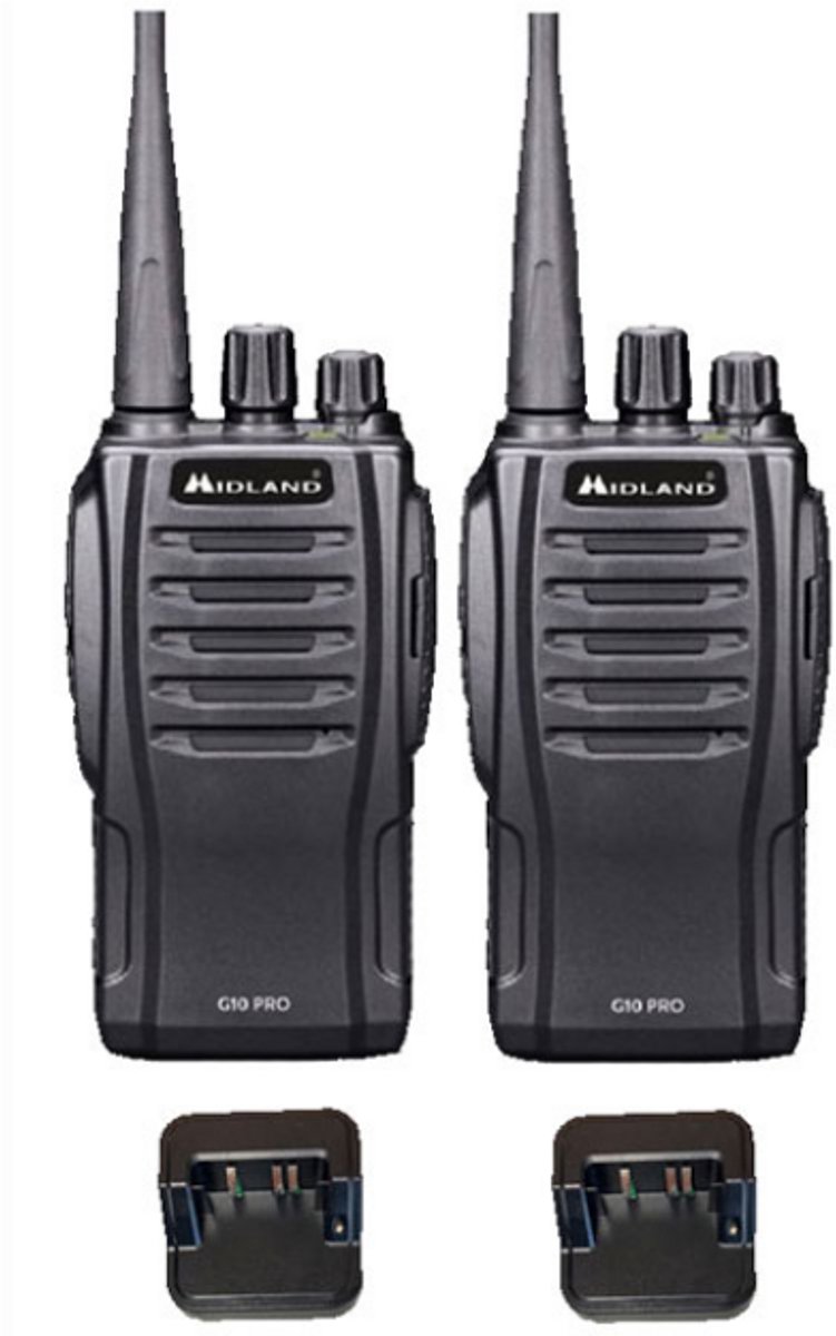 Set van 2 Midland G10 Pro UHF PMR446 Portofoon met tafellader