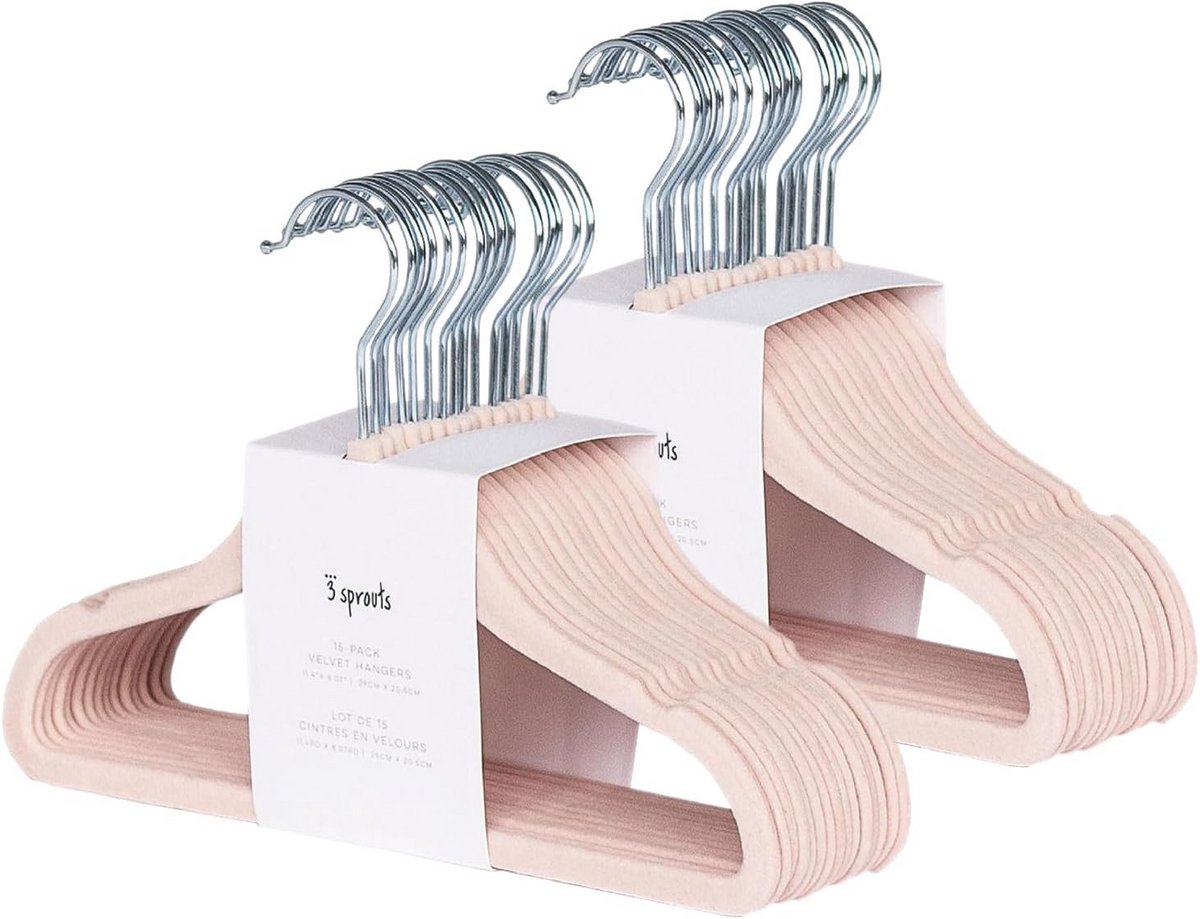 30 Stuks Antislip Fluweel Kledinghangers voor Baby- en Kinderkleding - Zacht Roze